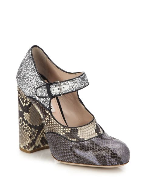 miu miu glitter mary janes|Women's pumps shoes .